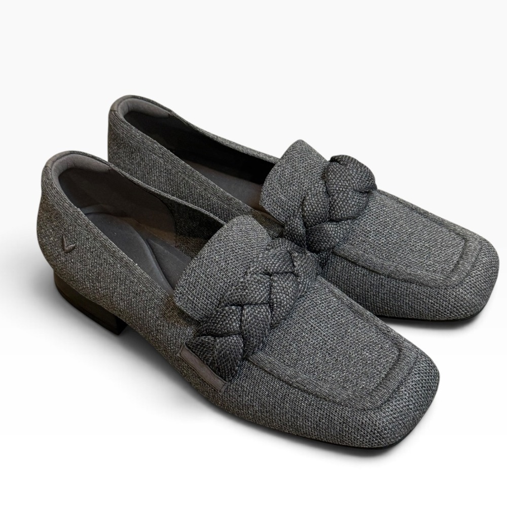 Vivaia Aria 2.0 Dark Grey Braided Square Toe Knit Loafers Womens Size 9 EU 40